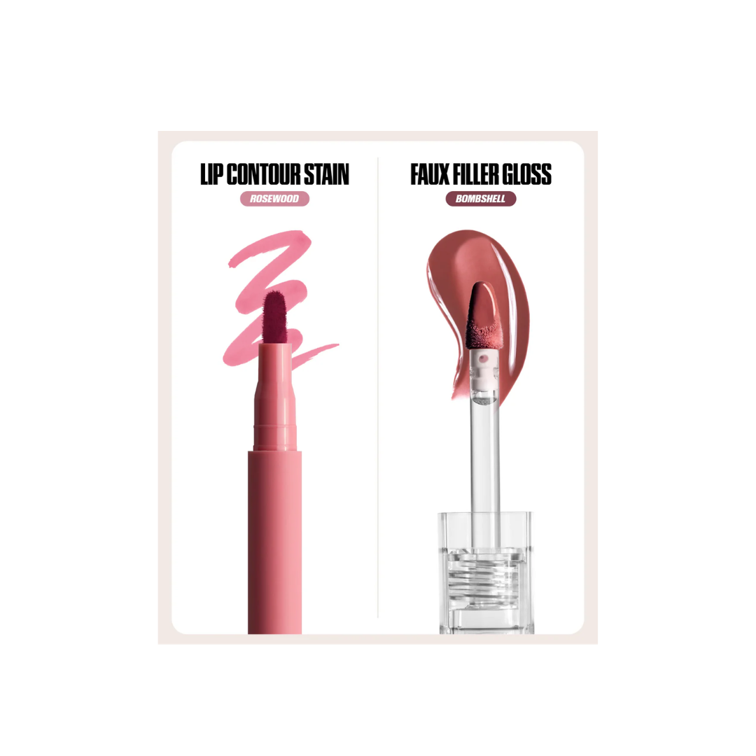 Huda Beauty Makeout Sesh Lip Duo - Rosy Nudes